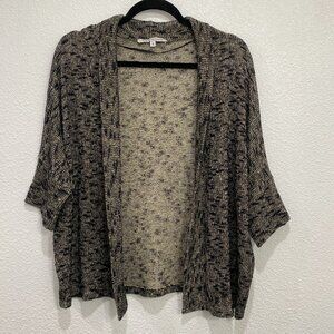 Foreign Exchange Open-front Cardigan, Black and Beige Blend - Size Small